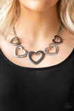 Hearty Hearts - Multi/Silver/Gunmetal Hearts Short Necklace