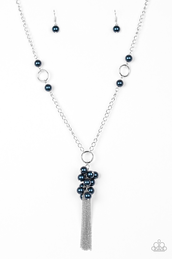 Hit The Runway - Blue Pearly Beads Long Necklace