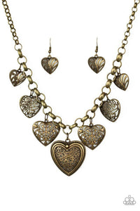 Love Lockets - Brass Hearts Short Necklace