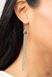 Always In Motion - Silver Snake-Like Chains Smoky Rhinestone Fishhook Earrings