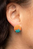 As Happy As Can Bead - Orange Seed Bead Post Earrings