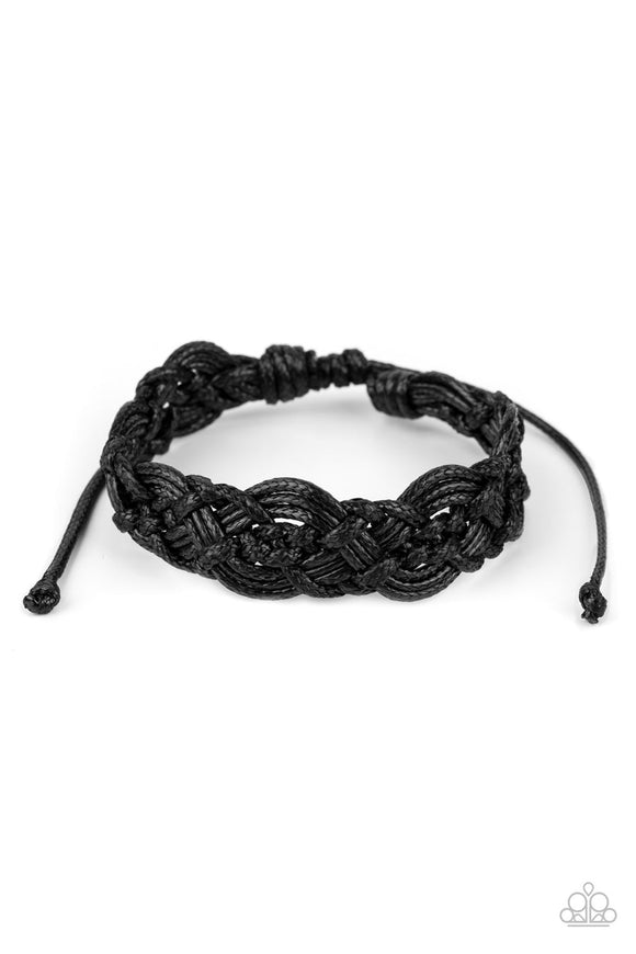 coastal Diving - Black Twine-Like Cords Urban Pull Tie bracelet