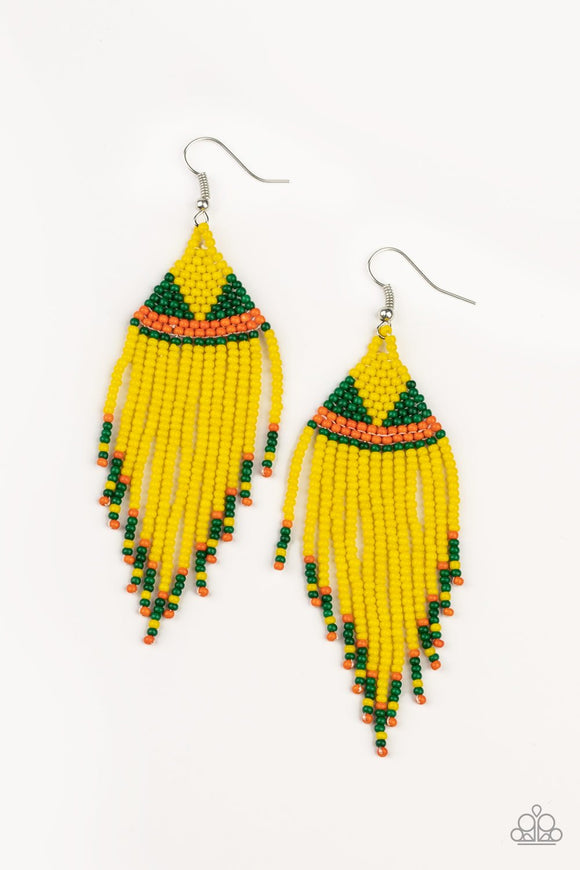 BEADazzle Me - Yellow/Green/Orange - Purple/Yellow/Pink Seed Bead Earrings Fishhook Earrings