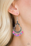 Babe Alert - Multicolored - White - Green - Black Beads Bottom of Silver Frame Fishhook Earrings