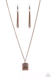 Back to Square One - Brass - Copper Hammered Square Short Necklace