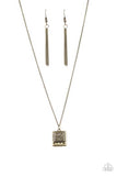 Back to Square One - Brass - Copper Hammered Square Short Necklace