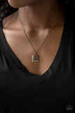 Back to Square One - Brass - Copper Hammered Square Short Necklace