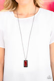 Bada bling bada Bloom - Red, Gunmetal Long Necklace