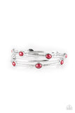 Bangle Belle - White - Red Pearls in Silver Bangle Bracelet