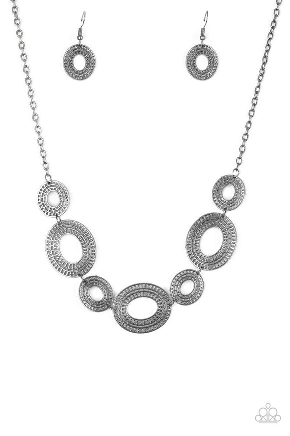 Basically Baltic - Black/Gunmetal - Silver Ovals Short Necklace