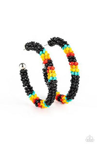 Bodaciously Beaded - Black Seed Bead Hoop Earrings