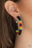 Bodaciously Beaded - Black Seed Bead Hoop Earrings