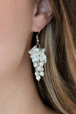 Bountiful Bouquets - Gold - White Fittings and Chains White Cluster Flowers Fishhook Earrings