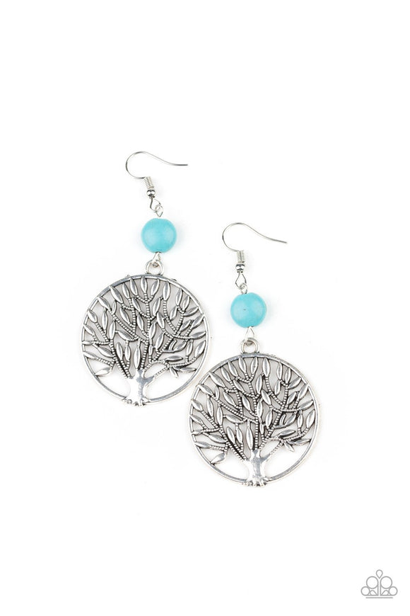 Bountiful Branches - Blue Tree Of Life Fish Hook Earrings