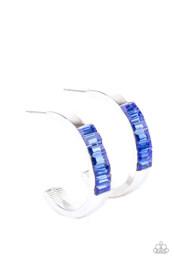 Bursting With Brilliance - Blue Hoop Earrings