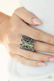 Butterfly Bling - Green Wide Band Ring