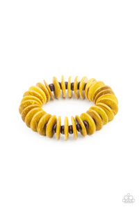 Caribbean Reefs - Yellow Wooden Stretchy Bracelet