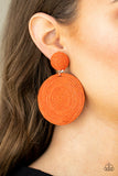 Circulate The Room - Orange/Marigold - Yellow Thread Spirals Post Earrings