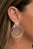 Clear The way - White, Gold Warped Acrylic with Over Sized Silver Hoop Double-Sided Post Earrings