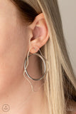 Clear The way - White, Gold Warped Acrylic with Over Sized Silver Hoop Double-Sided Post Earrings