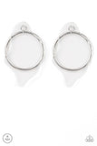 Clear The way - White, Gold Warped Acrylic with Over Sized Silver Hoop Double-Sided Post Earrings