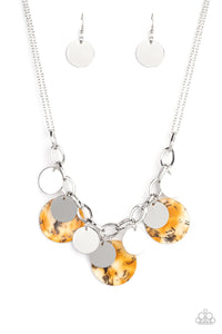 Confetti Confection - Yellow Acrylic Shell Like Short Necklace