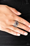 Cosmic Combo - Purple Oval Rhinestone Smoky Rhinestones Wide Band Ring