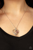 Cupid Charm - Red Rhinestone Heart in Silver Heart Short Necklace