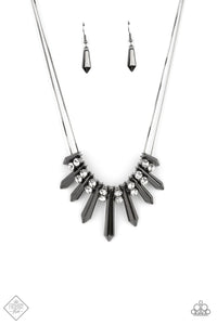 Dangerous Dazzle - Black Gunmetal Short Necklace. Fashion Fix Necklace May 2021