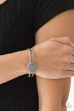 Definitely Dazzling - Silver Twisted Bars with Hematite Rhinestones Cuff Bracelet