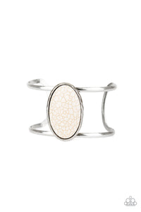 Desert Empress - White Oval Oversized Stone Cuff Bracelet