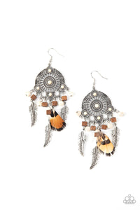 Desert Plains - White Feather Fish Hook Earrings