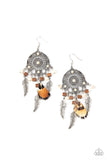 Desert Plains - White Feather Fish Hook Earrings