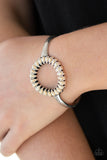 Divinely Desert - White Teardrop Stones Spin Around Silver Cuff Bracelet