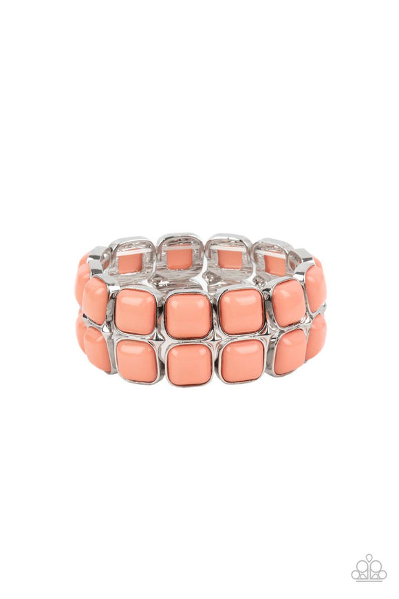 Double The DIVA-ttitude - Orange - Yellow Cube Beaded Stretchy Bracelet. 2021 EMP Bracelet