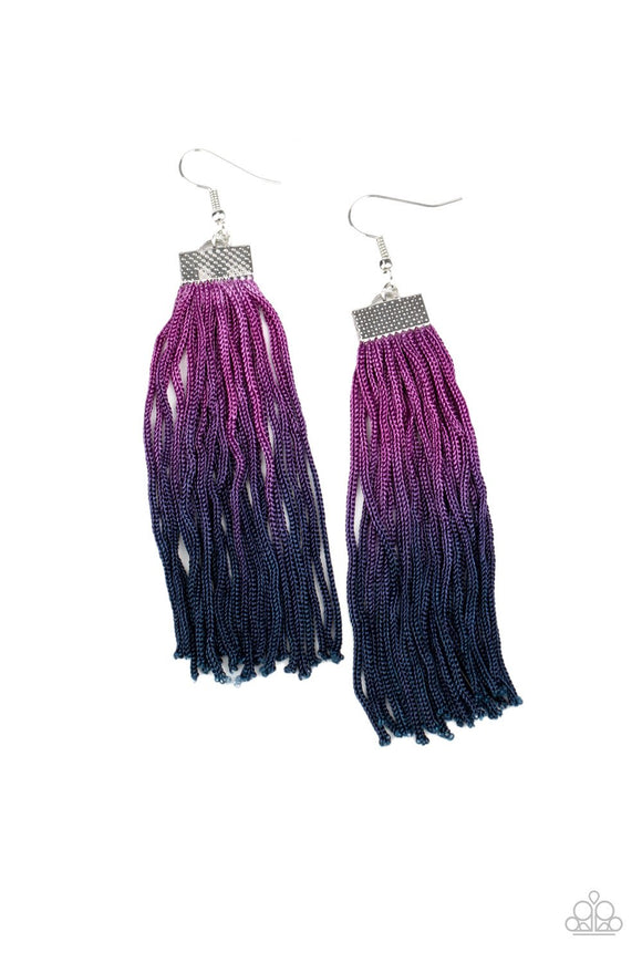 Dual Immersion - Purple Tassel Fish Hook Earrings