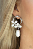 Elegant Expo - White Oversized Pearl Bead Silver Twisted Hoop Post Earrings