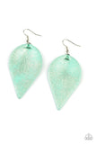 Enchanted Shimmer - Green and Pink Leather Fishhook Earrings