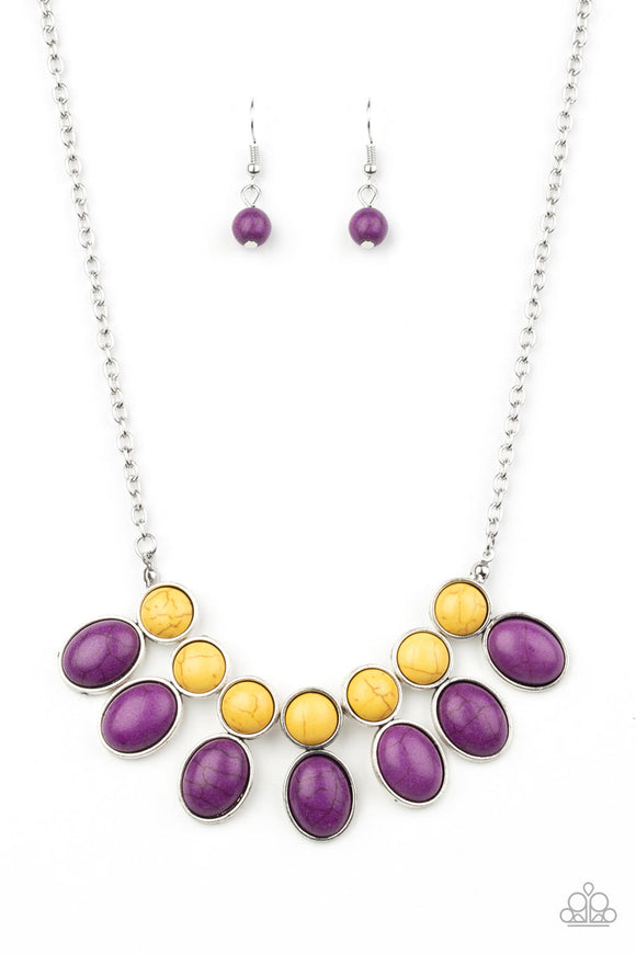 Environmental Impact - Purple Oval Beads Short Necklace