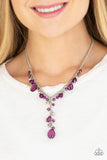 Crystal Couture - Purple Mismatched Crystal-Like Beads Short Necklace