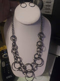 Urban Center - Black/Gunmetal Hoops and Rings Linked for Two Rows Short Necklace - Party Pack Exclusive