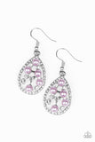 Fabulously Wealthy - Purple - Blue Pearly Beads White Rhinestones Fishhook Earrings