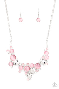 Fairytale Affair - Pink Cat's Eye Short Necklace -  Paparazzi Accessories