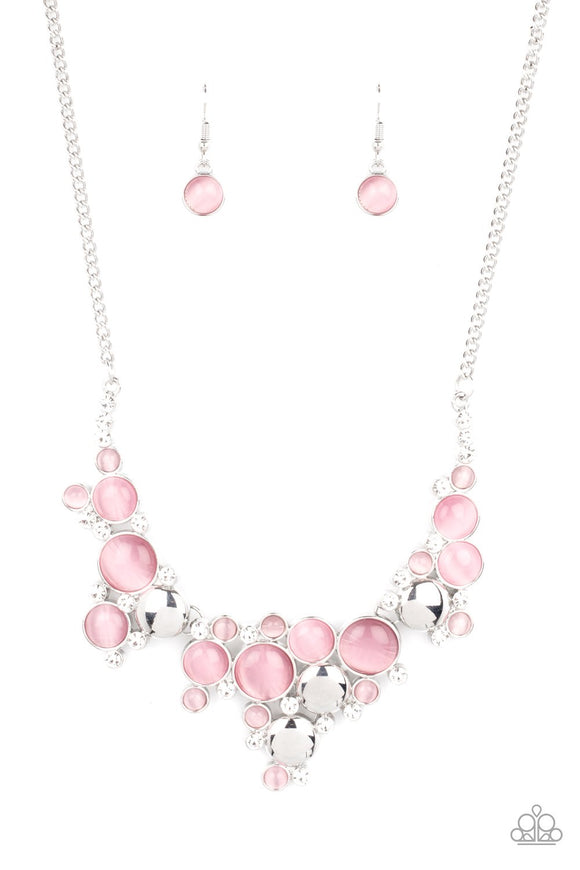 Fairytale Affair - Pink Cat's Eye Short Necklace -  Paparazzi Accessories