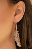 Fearless Flock - Orange Feather Fish Hook Earrings