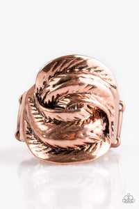 Feathers Will Fly - Copper Feathers Wide Band Ring