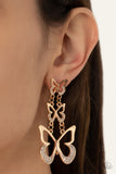 Flamboyant Flutter - Gold Butterflies Fishhook Earrings