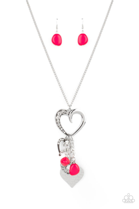 Flirty Fashionista - Pink Heart Long Necklace