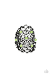 Floral Fancies - Green Wide Band Ring