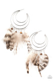 Freely Free Bird - Brown Feather Hoop Earrings